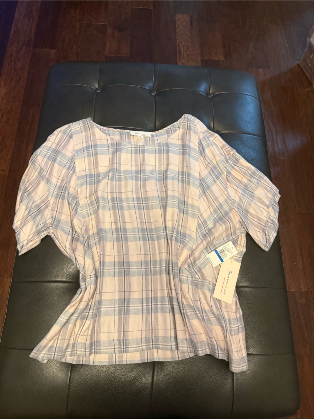 Vince Camuto Pink and Blue Plaid Button-Down Shirt